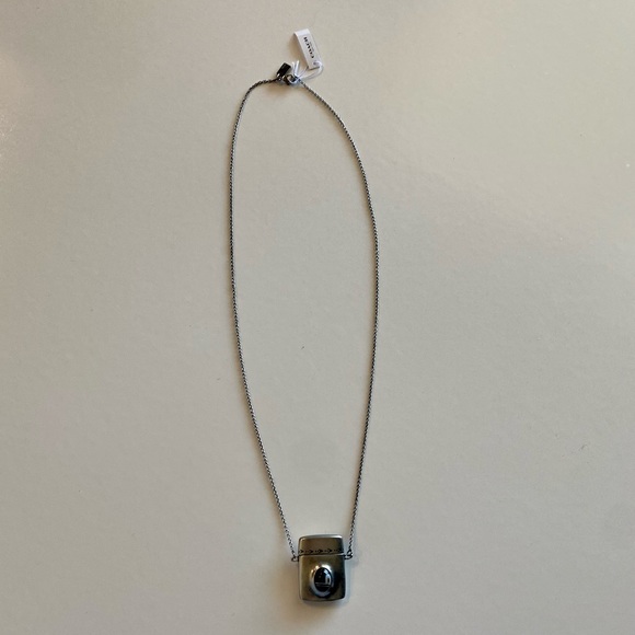 NWT Coach Silver Gem Locket Stone Necklace Compartment Container - Picture 5 of 5